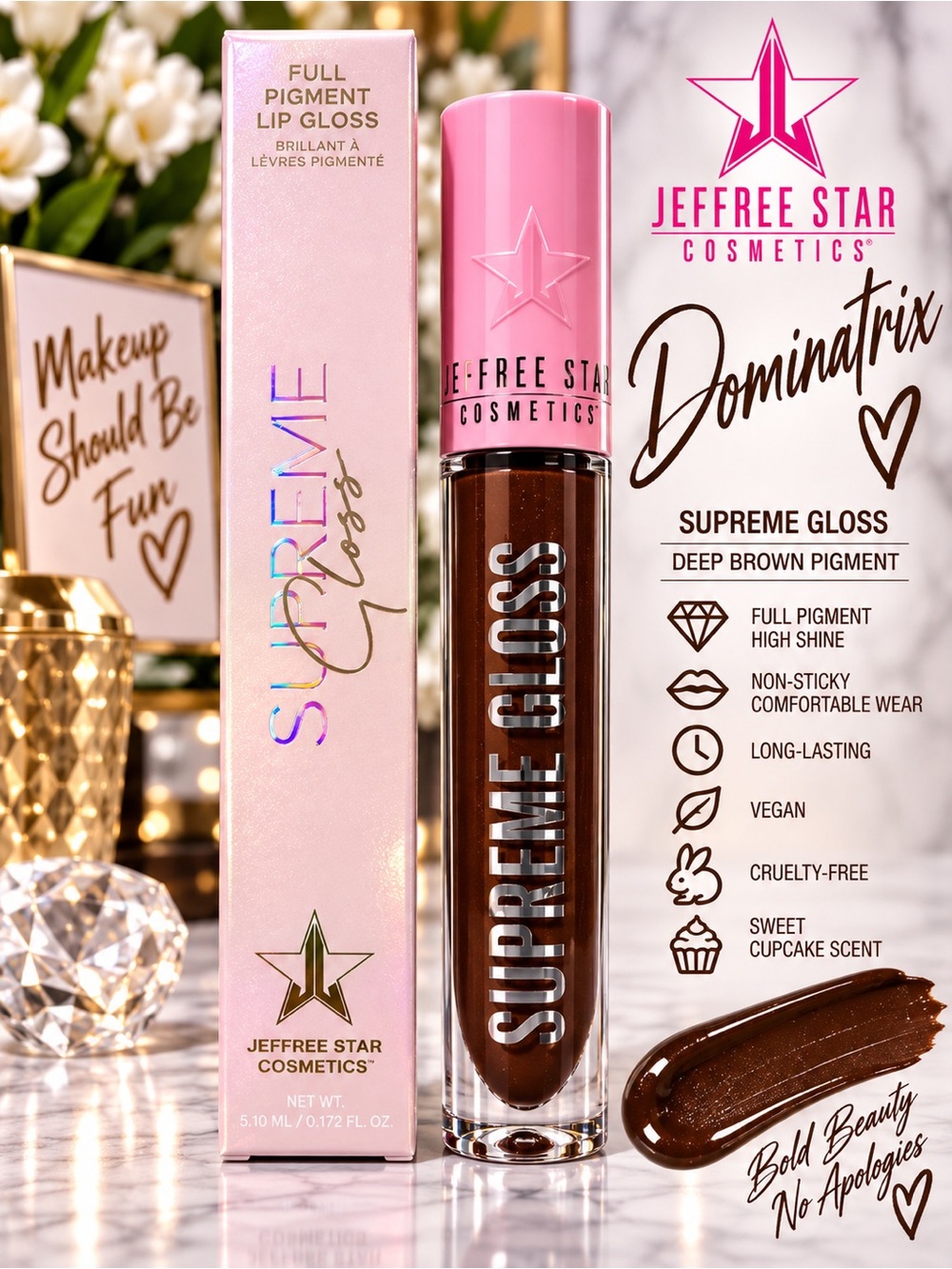 Jeffree Star Supreme Gloss Dominatrix Full Pigment Deep Brown Lip Gloss